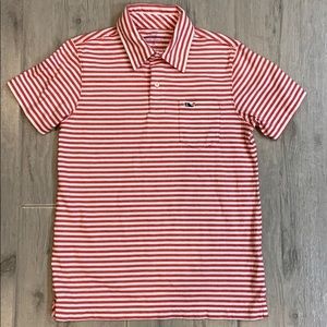 Vineyard Vines S 8-10 Boys Red Stripe Polo Shirt